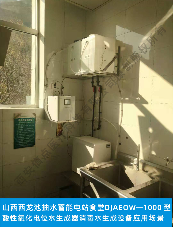 山西西龍池抽水蓄能電站食堂應用DJ AEOW-1000酸化水消毒設備場景實拍(圖1)